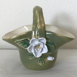 Green ceramic basket